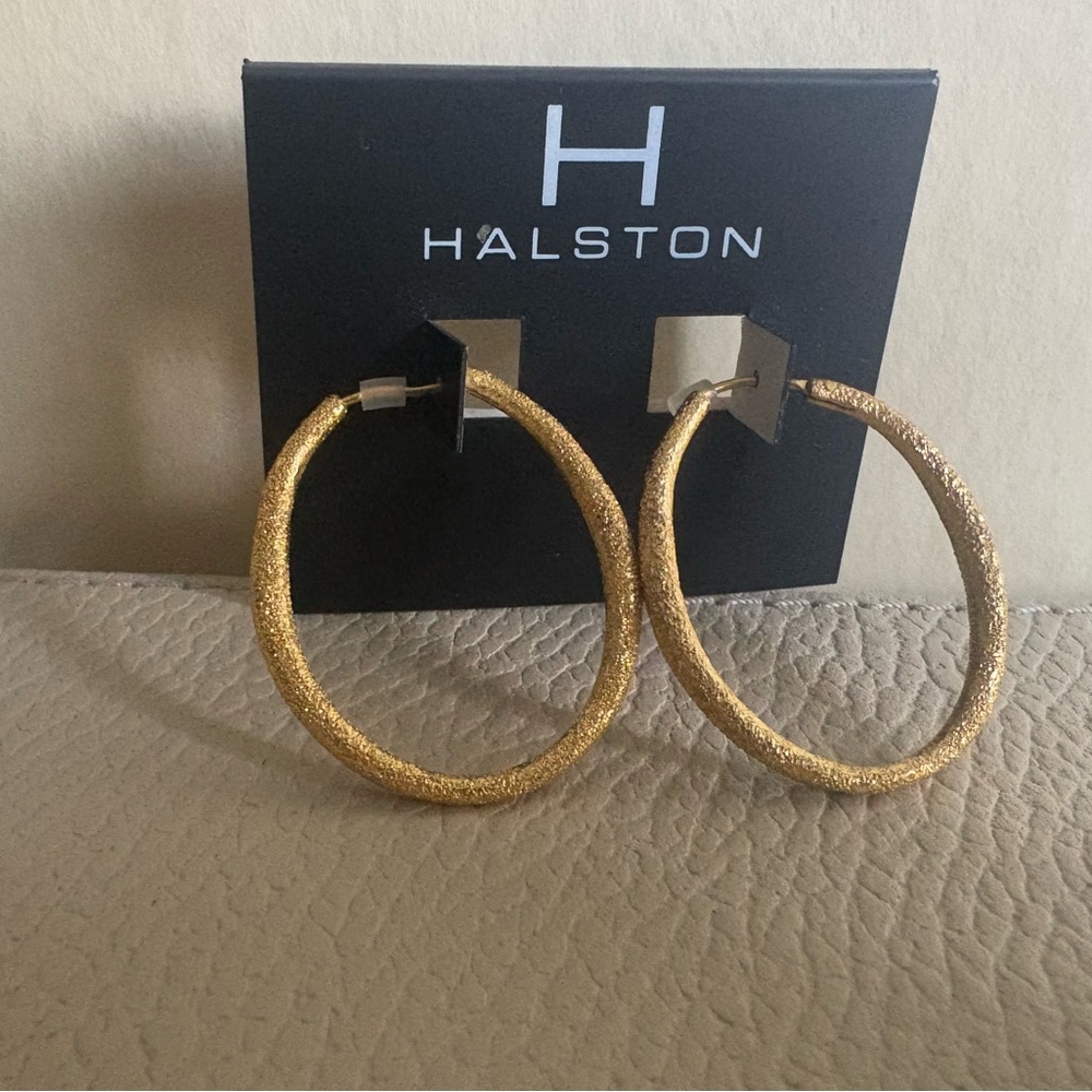 Nwt halston golden hoops